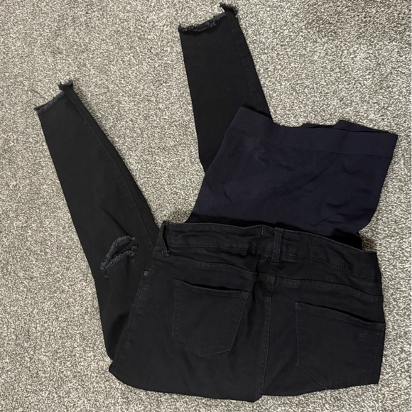 BLANQI Maternity Belly Support Skinny Jeans Black Distressed Size 6 - Picture 3 of 5